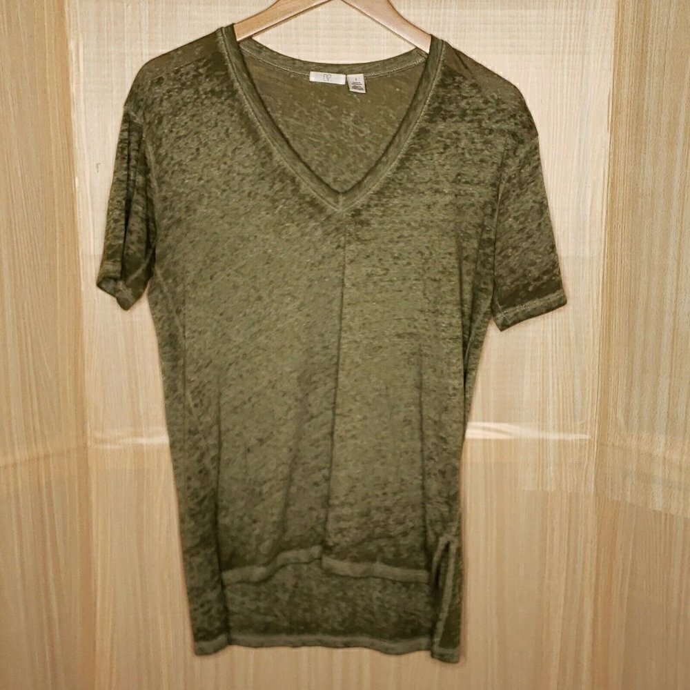 BP Green Womens Short Sleeve Burnout Top Small